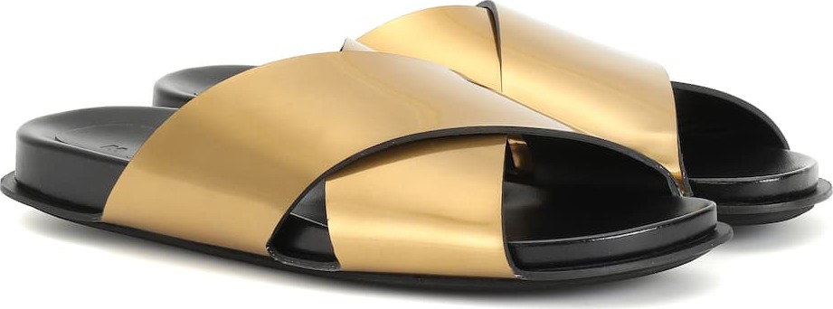 Marni Metallic leather slides