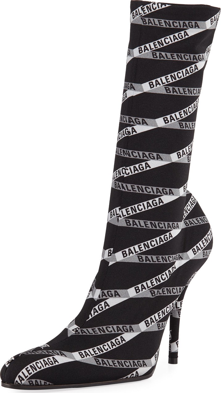 Balenciaga Monogram Logo Pointed Boots