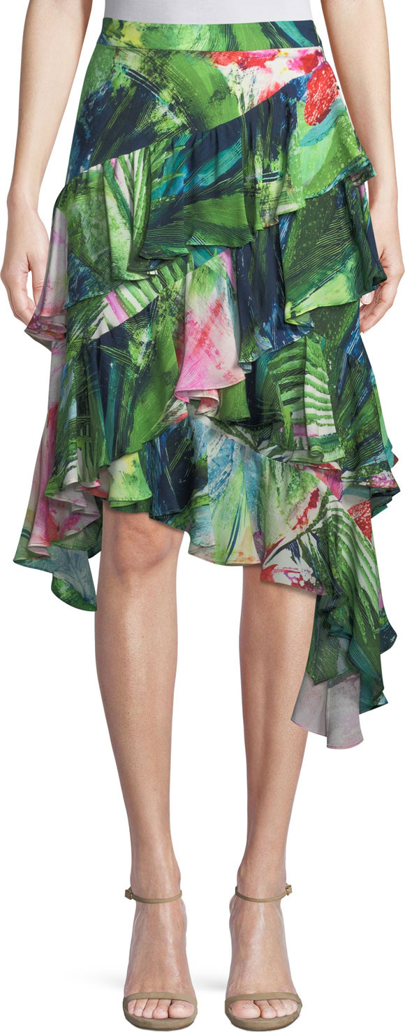 Josie by Natori Sunset Palms Tiered Skirt