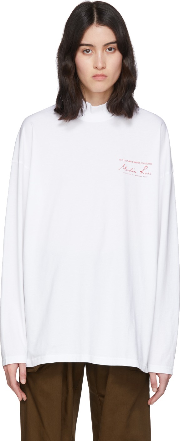 Martine Rose White Funnel Neck T-Shirt