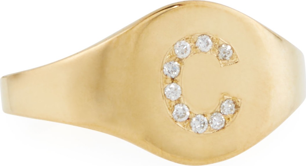 Sarah Chloe 14k Petite Diamond Initial Signet Ring