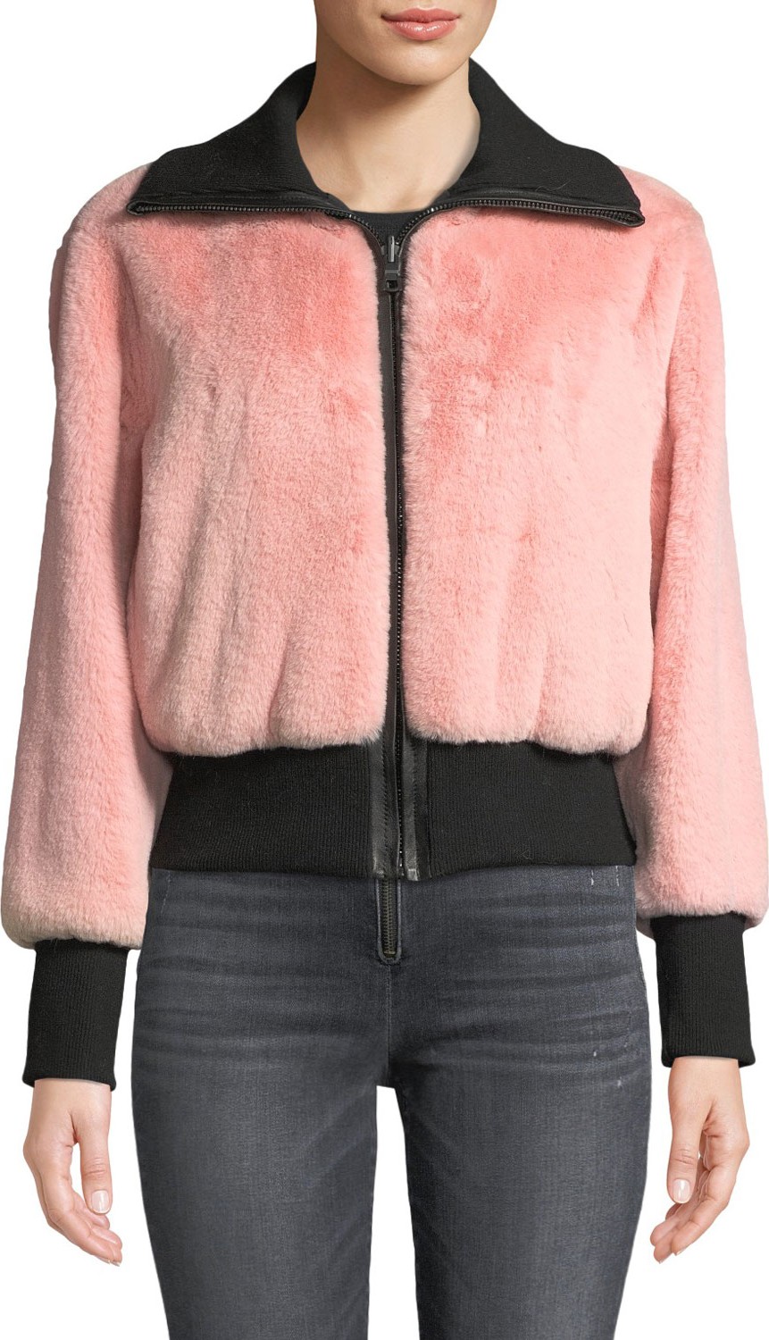 Alice + Olivia Genova Reversible Faux-Fur Bomber Jacket Alice + Olivia Genova Reversible Faux-Fur Bomber Jacket