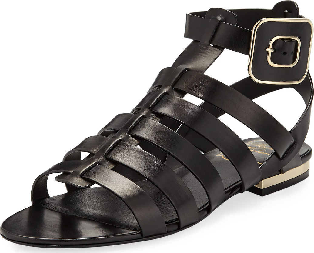 Roger Vivier Mini Buckle Flat Strappy Sandals