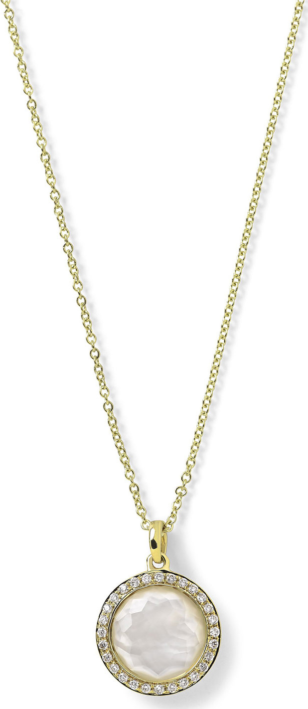 IPPOLITA 18k Gold Rock Candy Mini Lollipop Diamond Necklace in Mother-of-Pearl