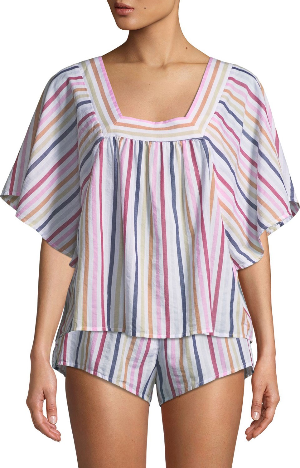 Xirena Maerin Short-Sleeve Striped Lounge Top