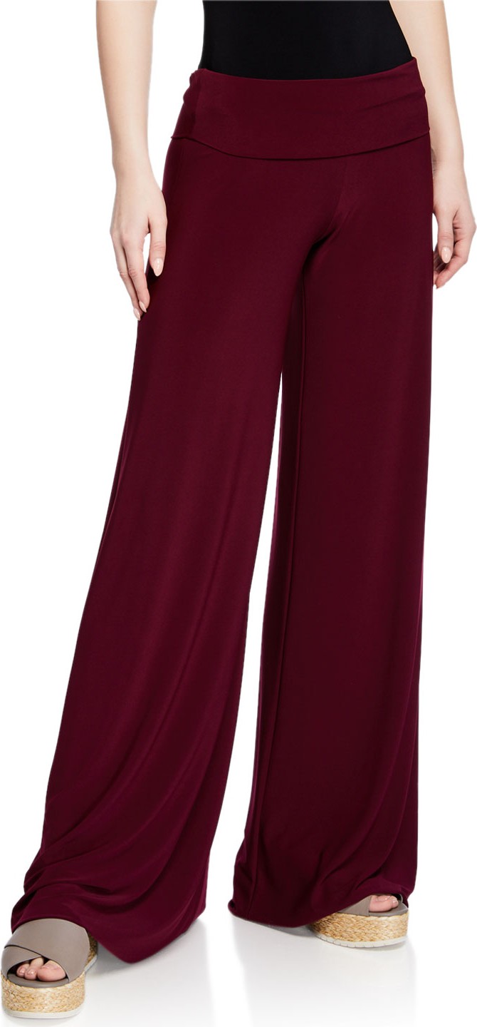 Norma Kamali Fold-Over Wide-Leg Elephant Sweatpants