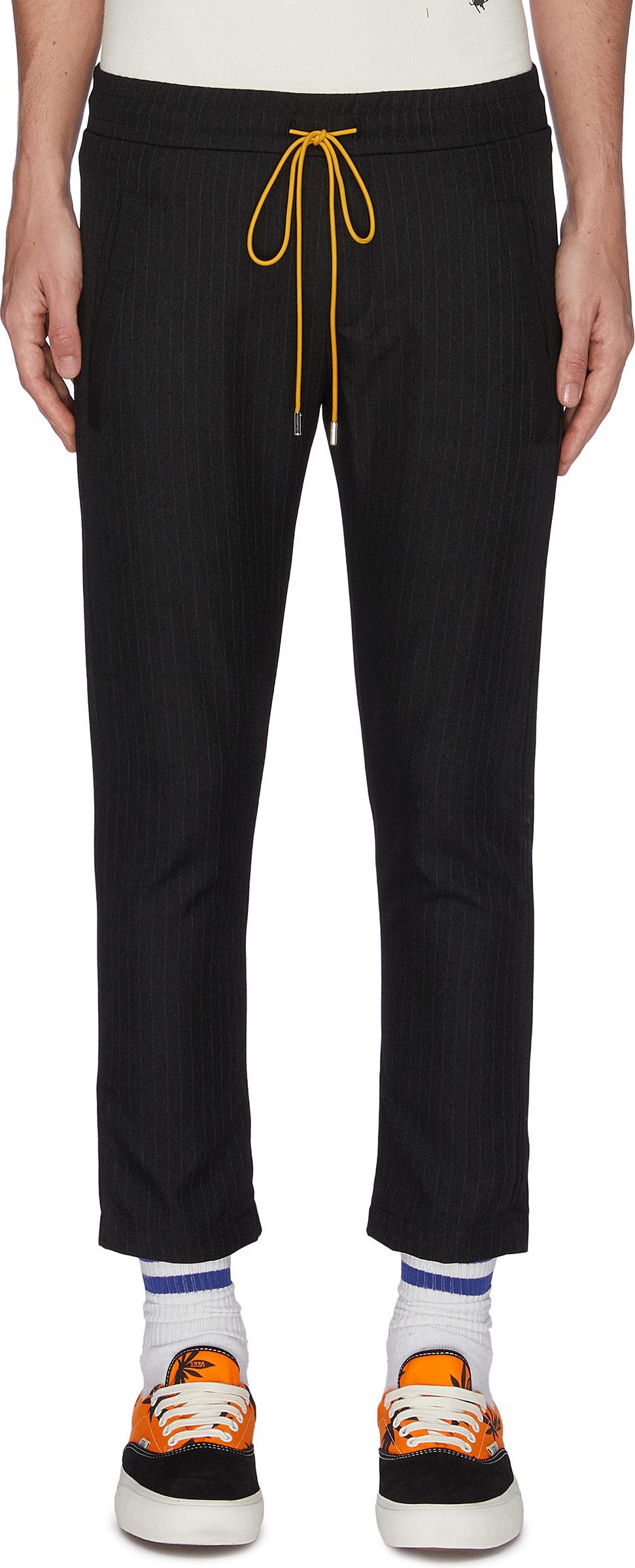 RHUDE Pinstripe smiley patch jogging pants