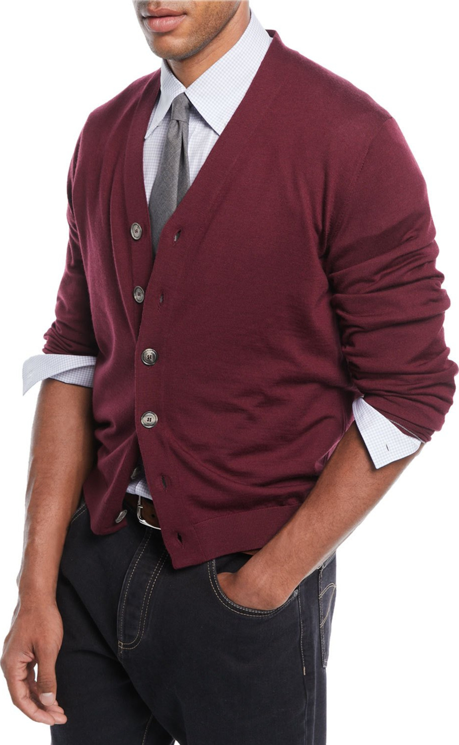 Brunello Cucinelli Men's Fine-Gauge Wool-Blend Cardigan