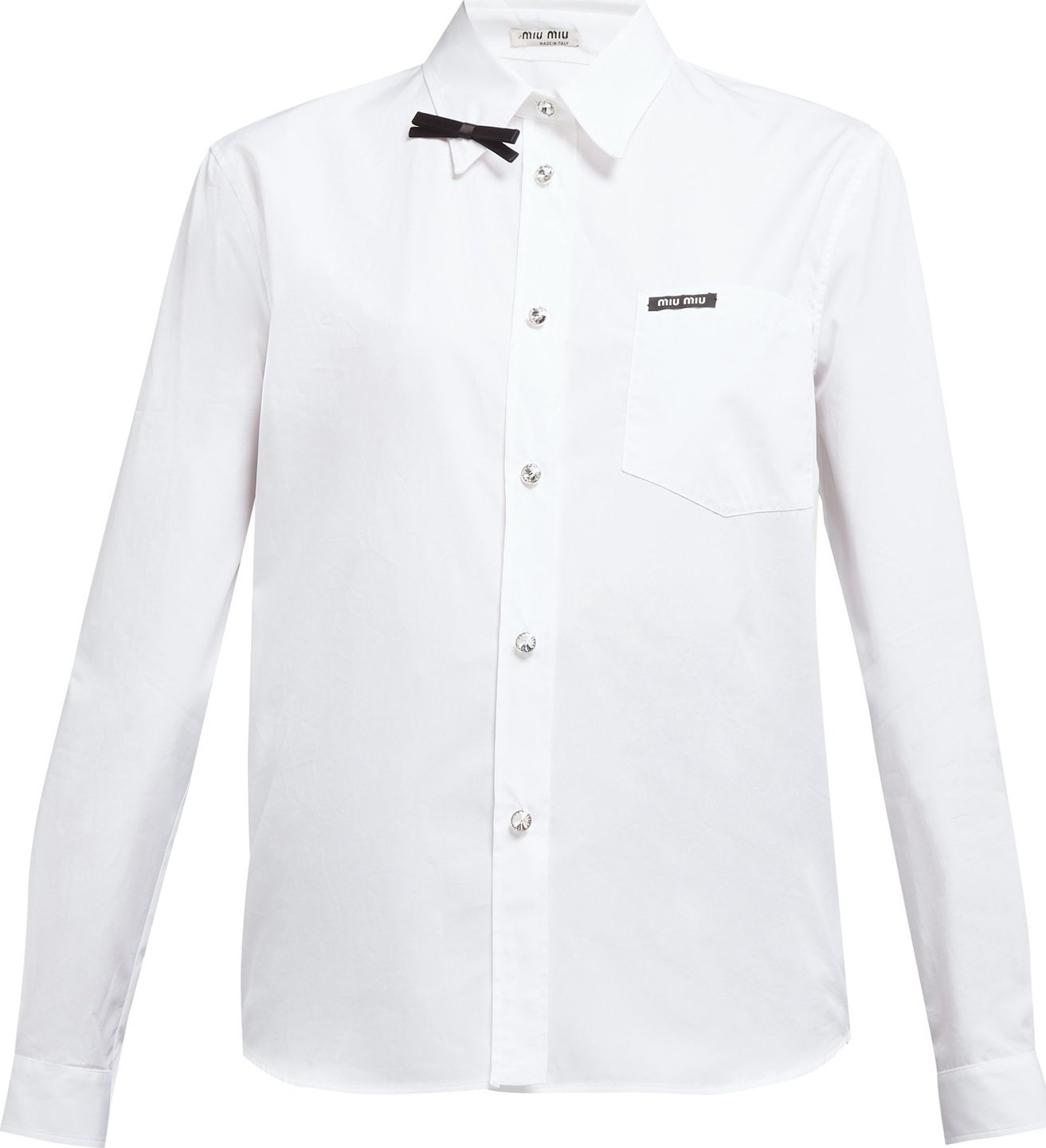 Miu Miu Bow-embellished cotton-poplin shirt