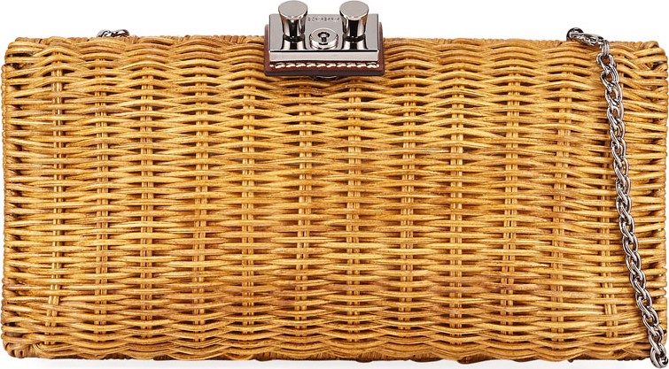 RODO Woven Wicker Clutch Bag  Brown