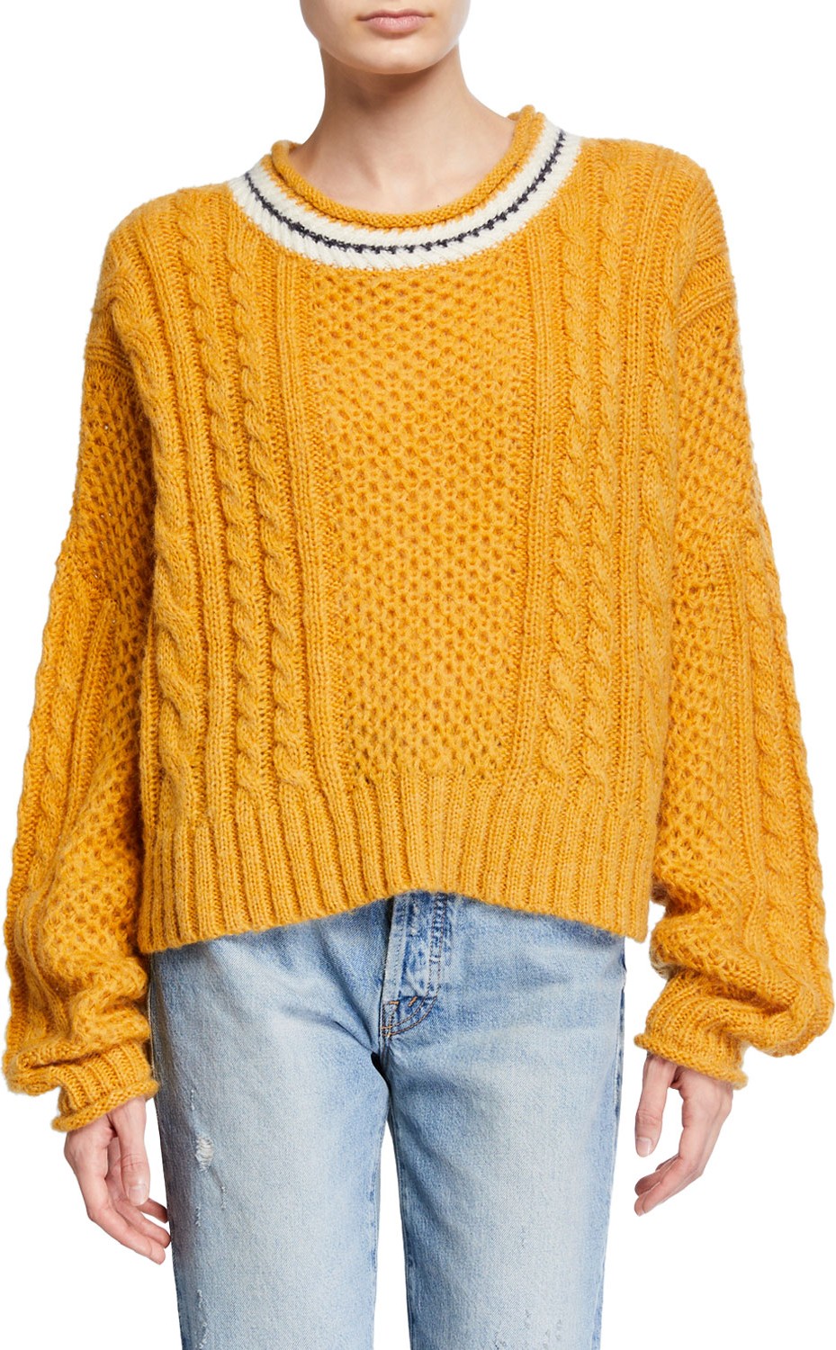 THE GREAT. The Cable Roll Pullover Sweater