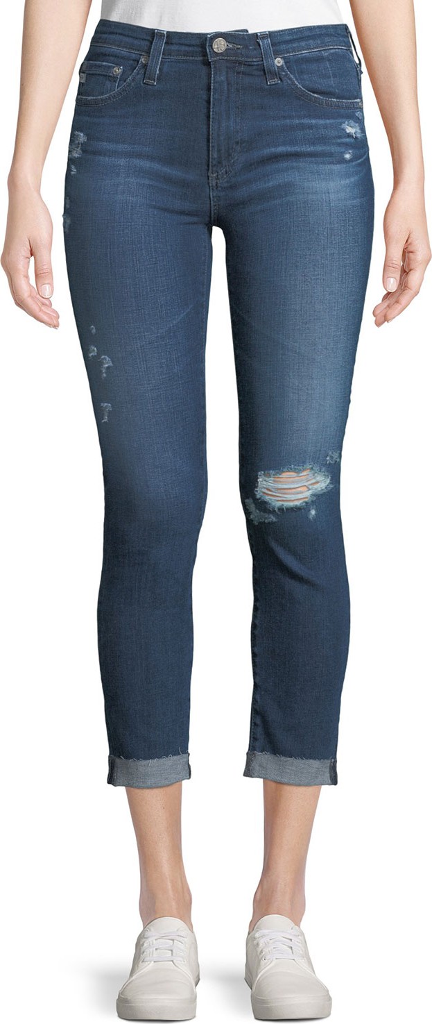 AG Jeans Prima Mid-Rise Skinny Crop Roll-Up Jeans