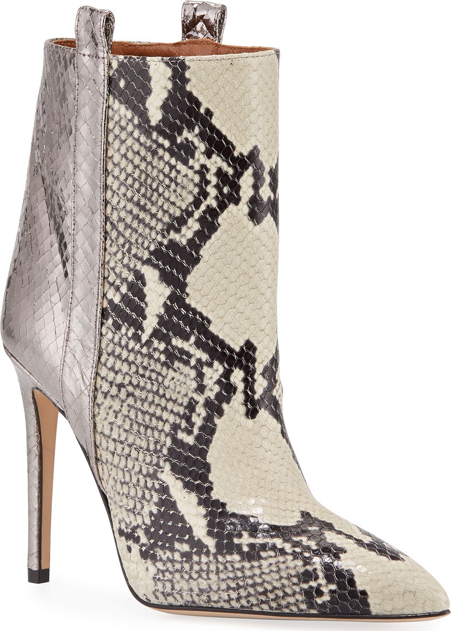 Paris Texas Metallic Snake-Embossed Stiletto Booties