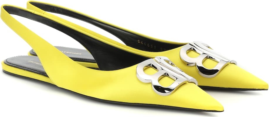 Balenciaga BB satin slingback flats