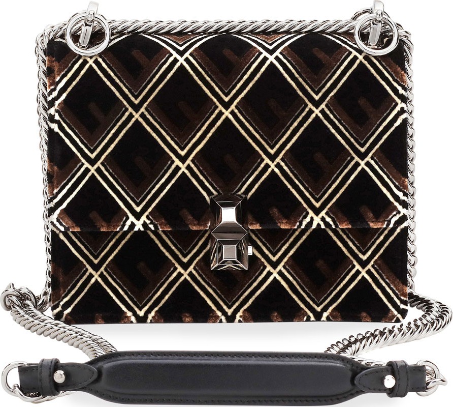 Fendi Kan I Mini Velvet Tappetino Shoulder Bag