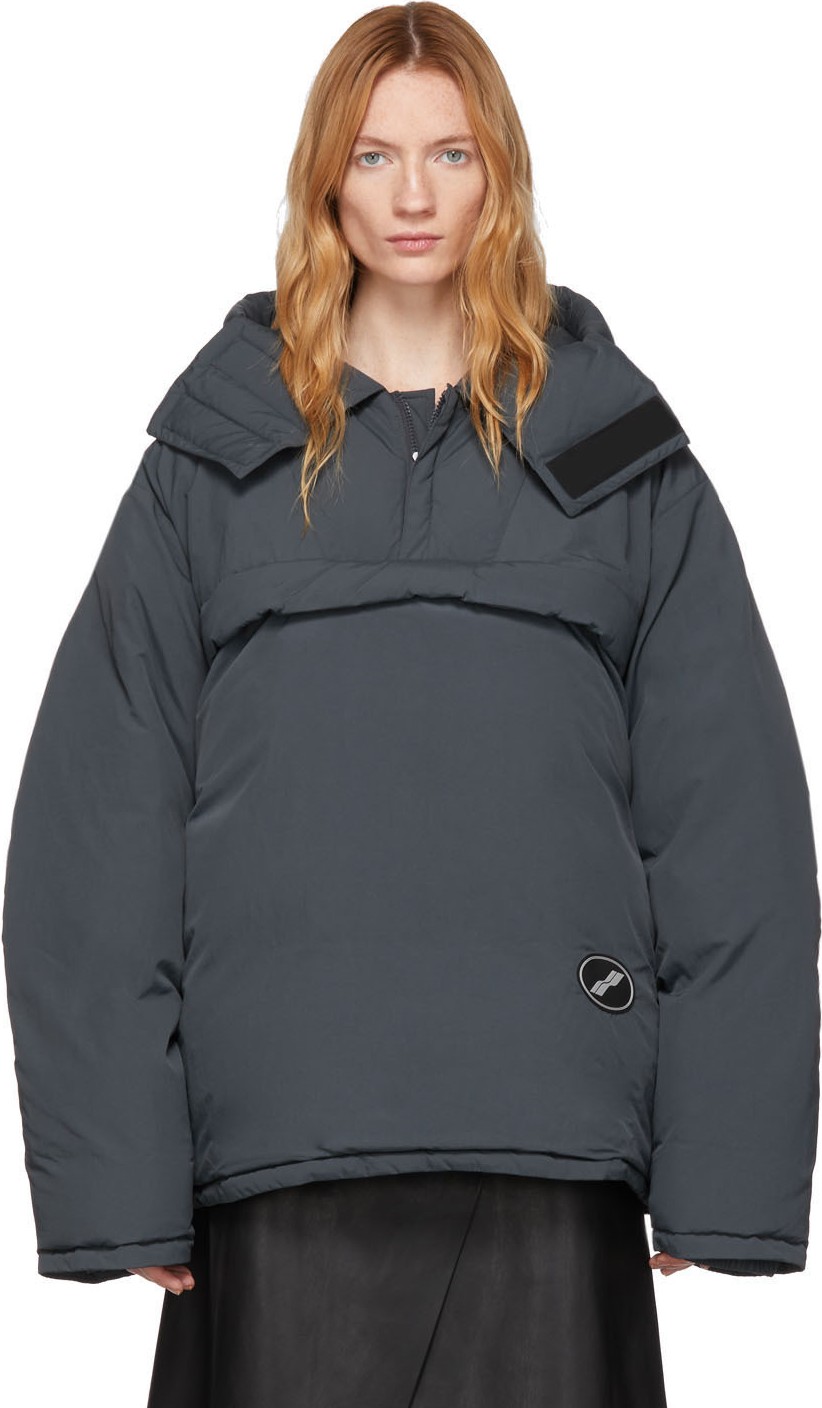 We11done Grey Down Belted Anorak Jacket