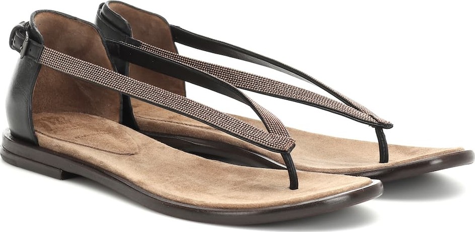 Brunello Cucinelli Beaded leather sandals