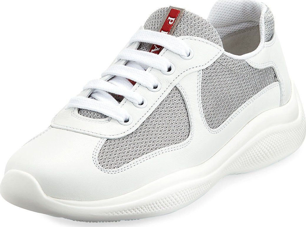 Prada America's Cup Metallic Trainer Sneakers
