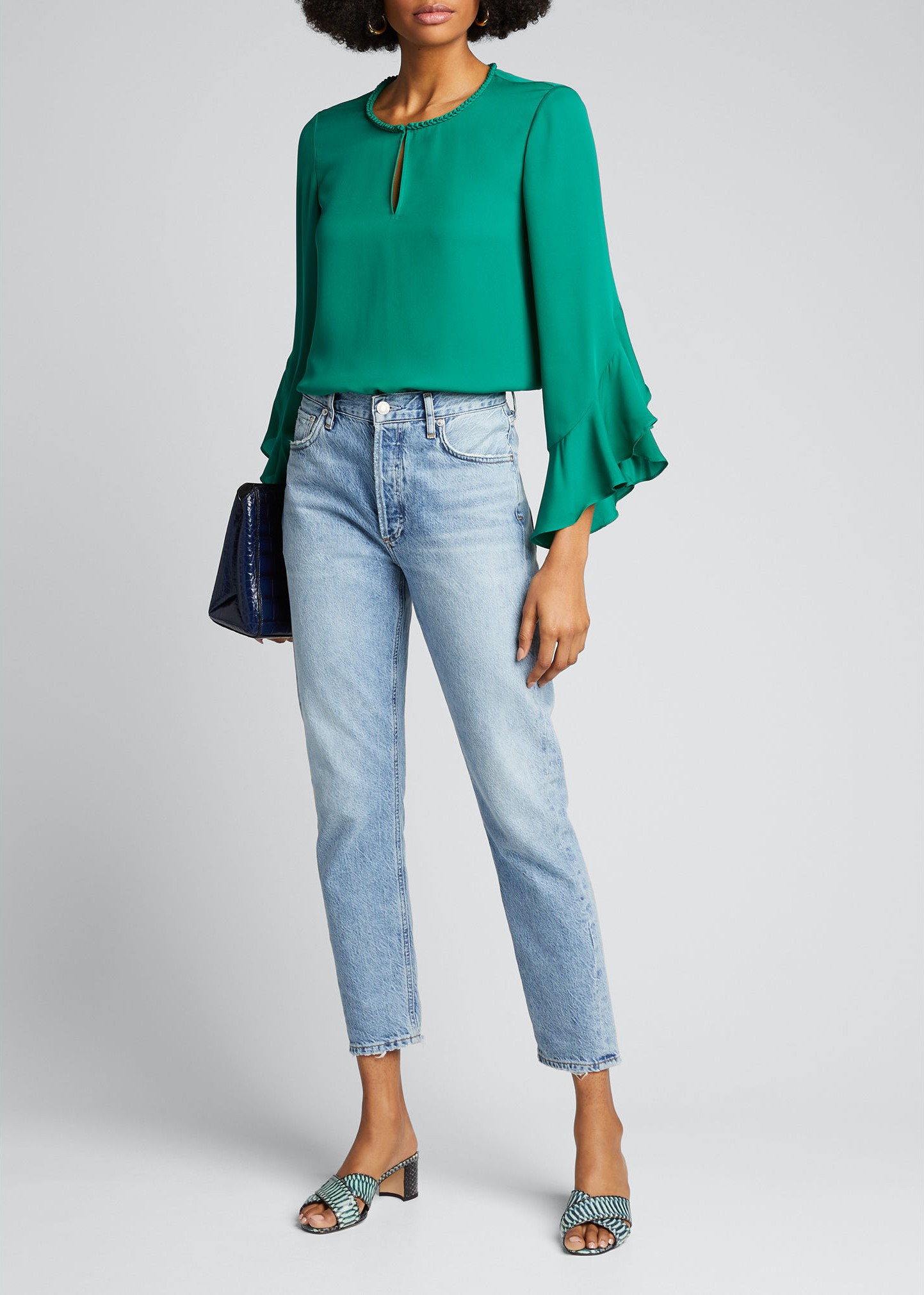 KOBI HALPERIN Ara Ruffle-Sleeve Silk Blouse