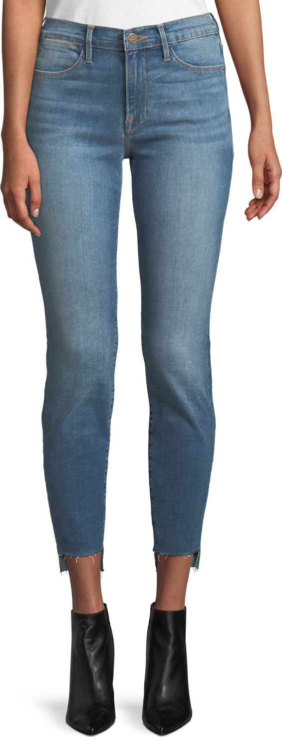 FRAME DENIM Le High Skinny-Leg Jeans w/ Raw Stagger Hem