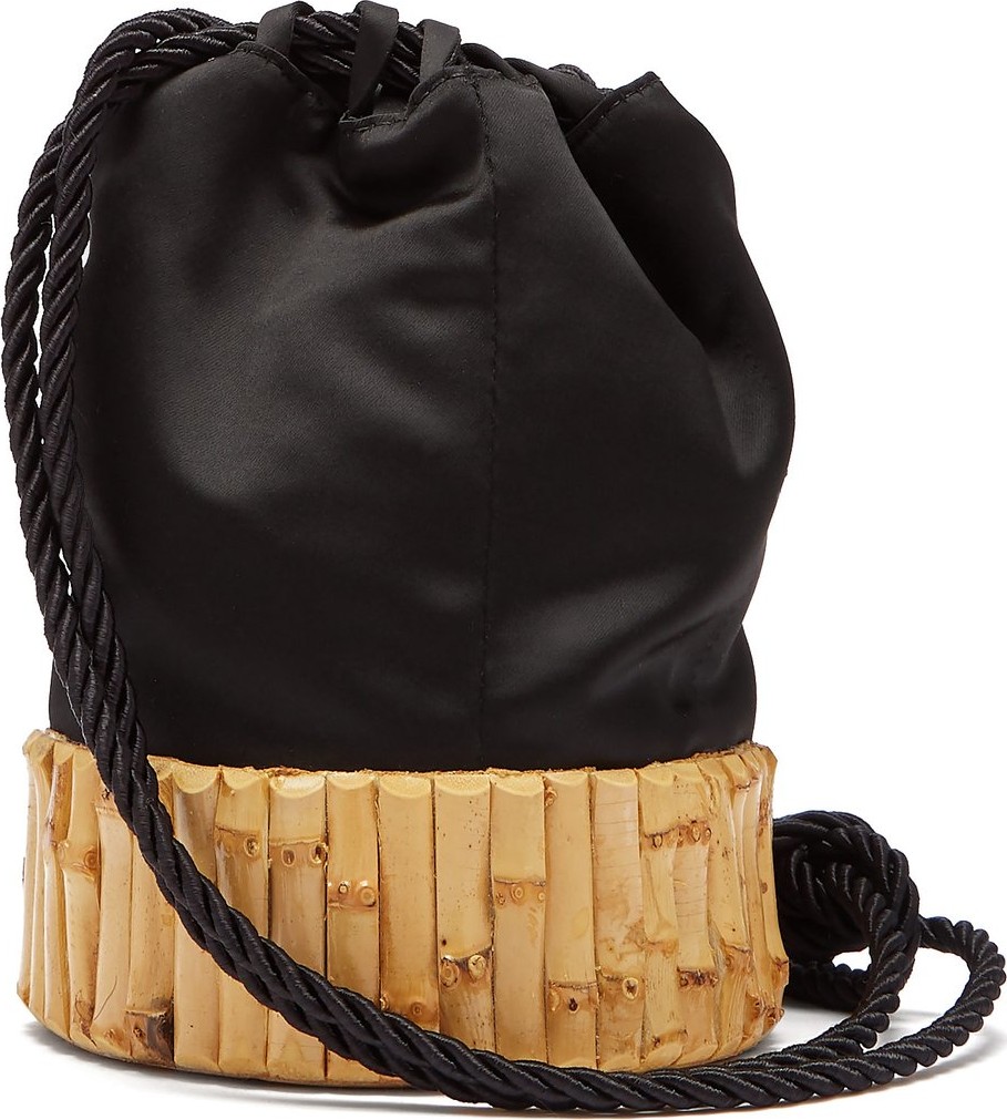 Glorinha Paranagua Saigon satin and bamboo bucket bag