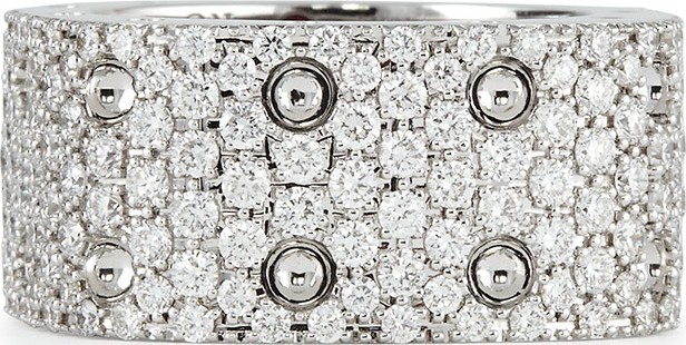 Roberto Coin Pois Moi 18k White Gold & White Diamond 2-Row Ring