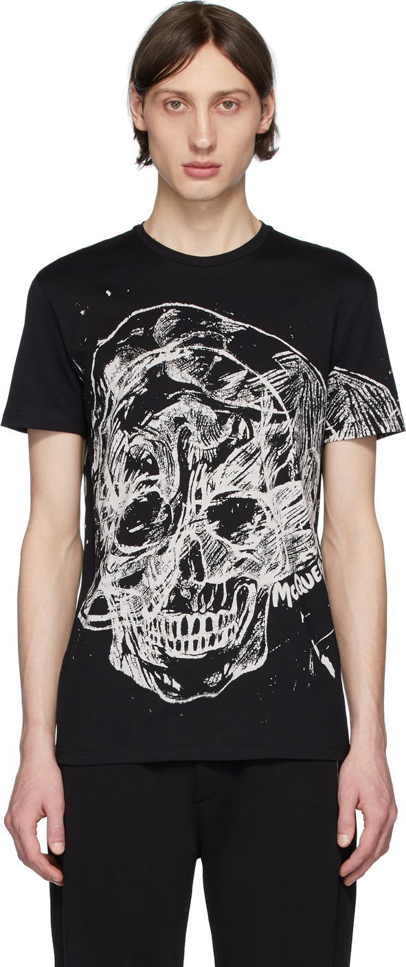 Alexander McQueen Black Etched Skull T-Shirt