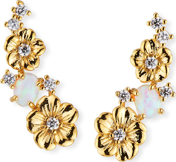 Tai Floral Opal Ear Climber Earrings