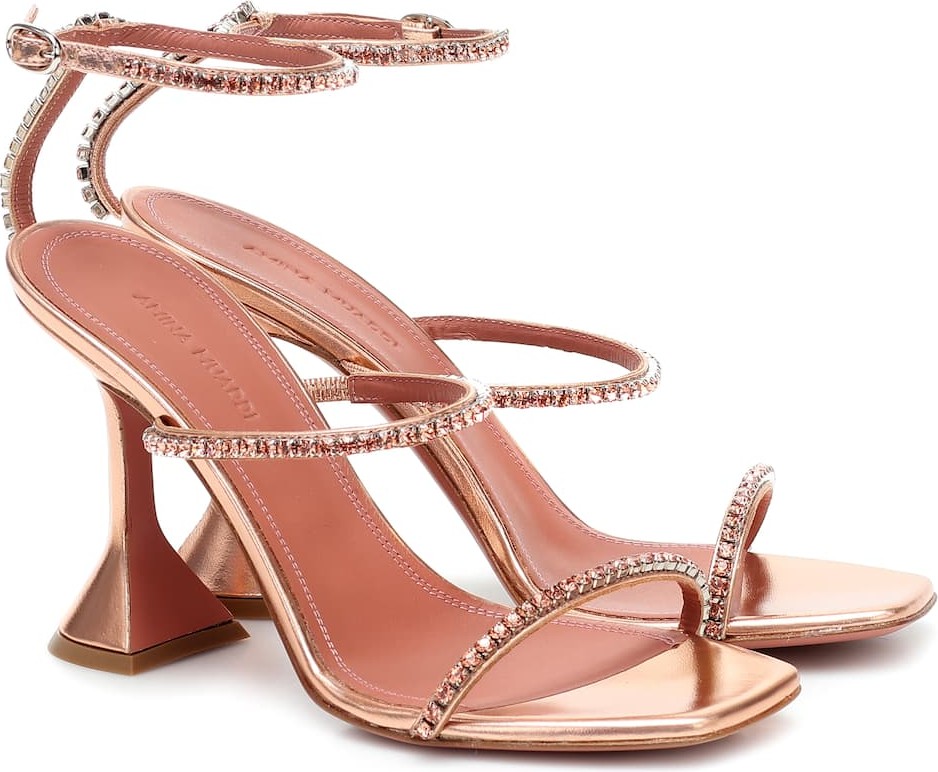 Amina Muaddi Gilda metallic-leather sandals