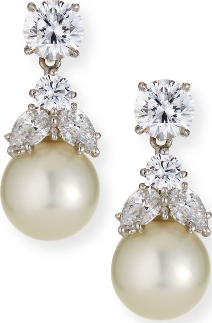 Fantasia by DeSerio Cubic Zirconia & Synthetic Pearl Earrings