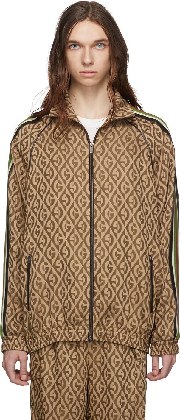 Gucci Brown Logo Rhombus Track Jacket