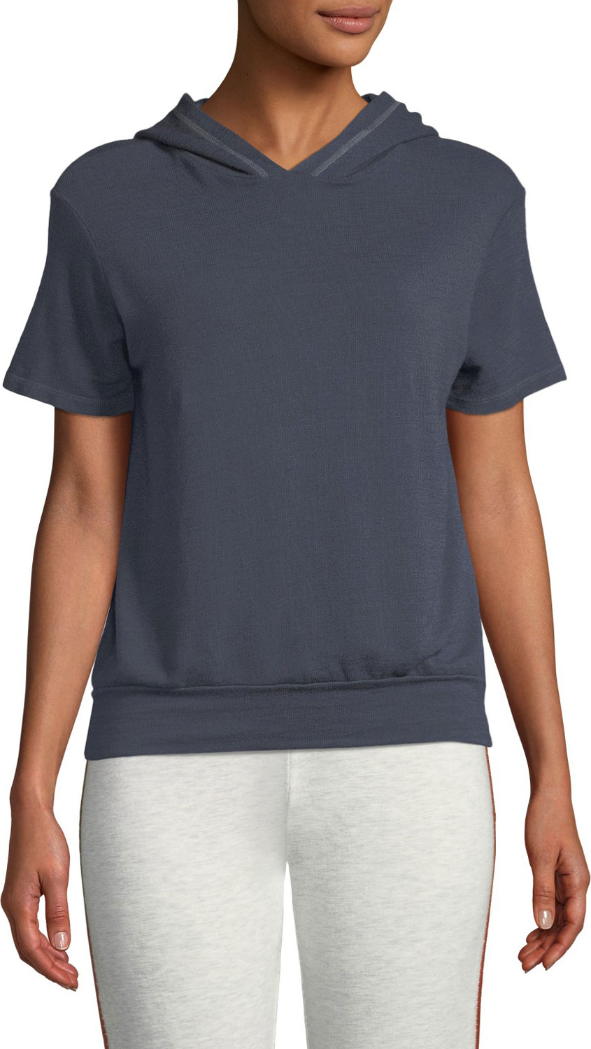 MONROW Hooded Short-Sleeve Soft Cotton-Blend Pullover