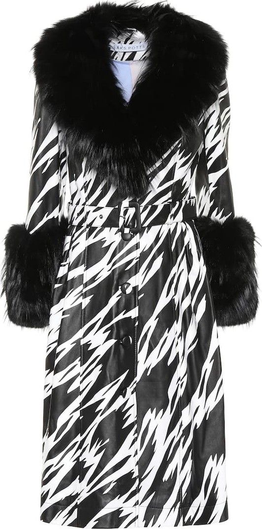 Saks Potts Foxy fur-trimmed leather coat