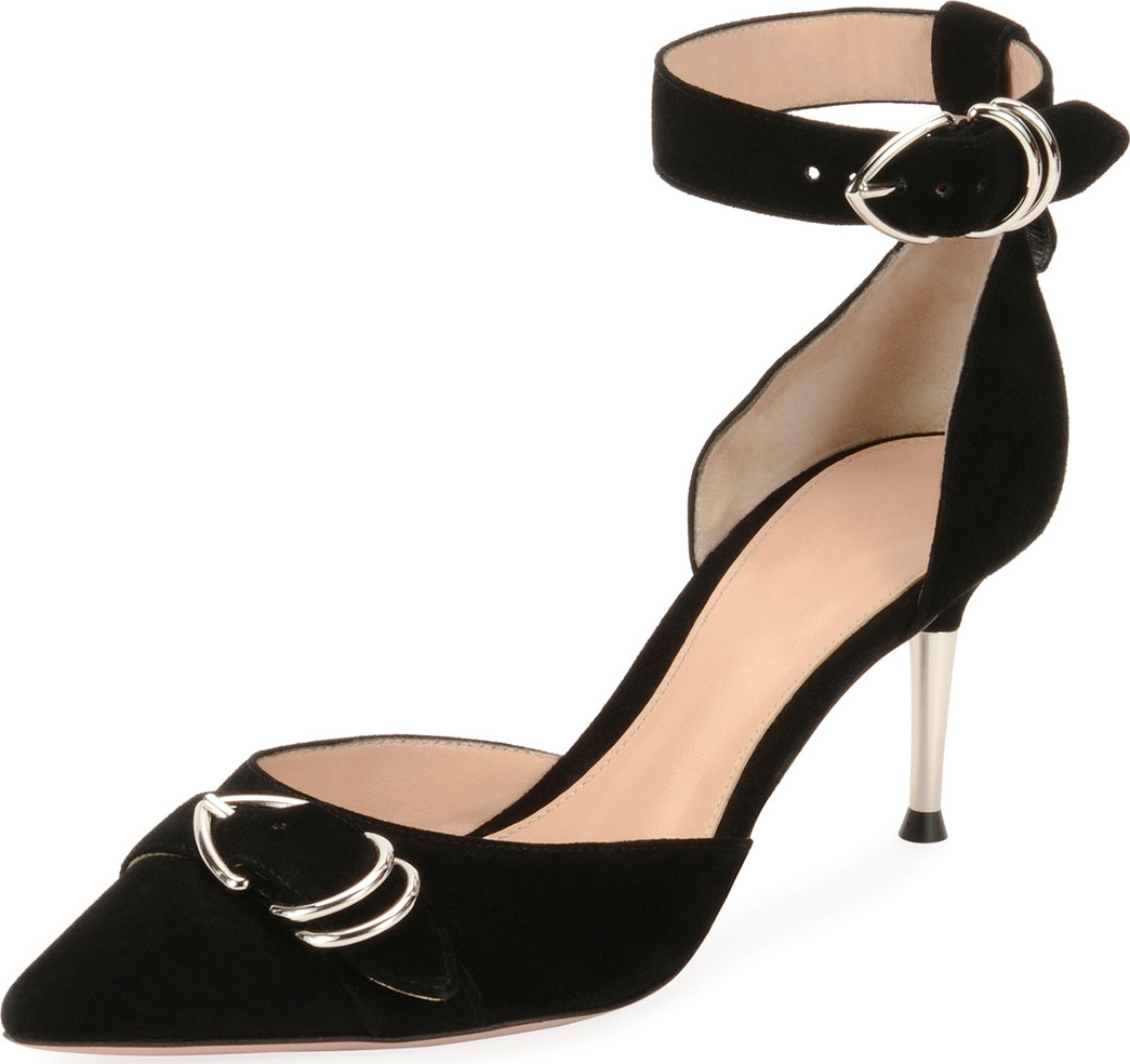 Gianvito Rossi Suede Ankle-Strap d'Orsay Pump