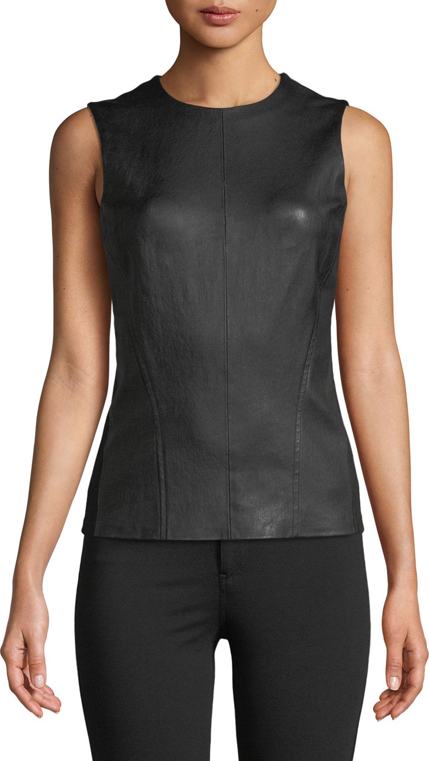 Theory Bristol Leather Modern Seamed C. Combo Shell