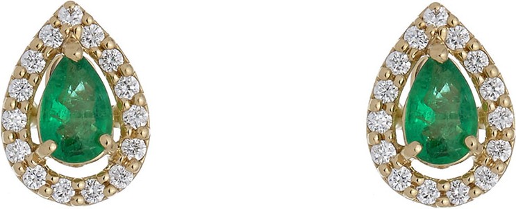 Istanboulli Gioielli Milano Positano 18k Diamond & Emerald Pear Stud Earrings