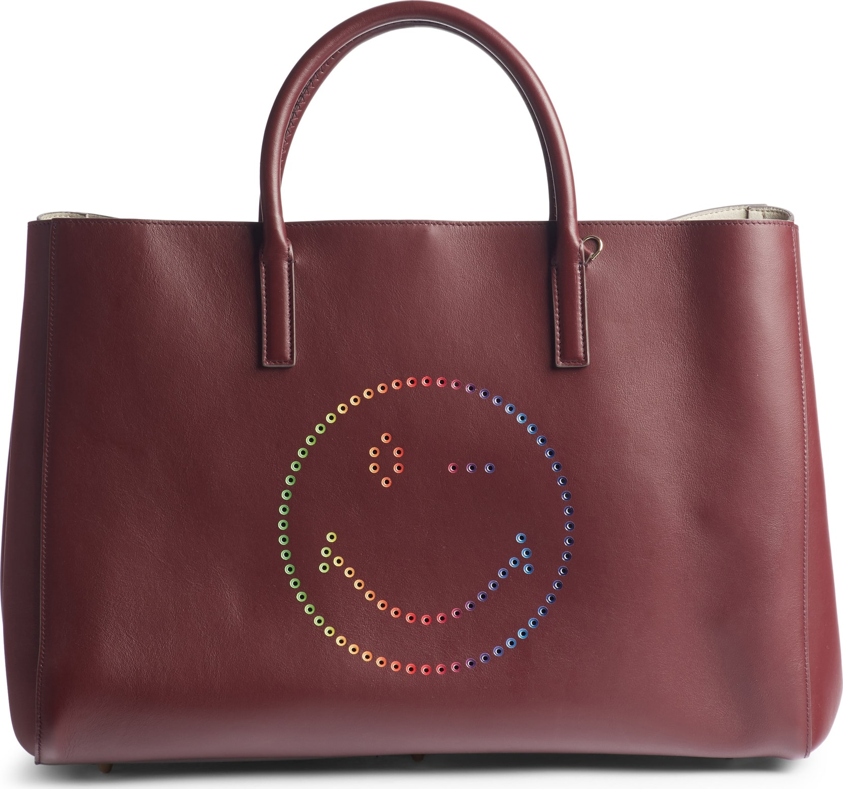 Anya Hindmarch Ebury Rainbow Smiley Leather Tote