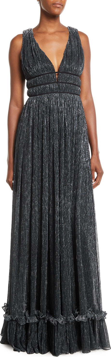 ZAC Zac Posen Ruth Pleated Metallic Gown
