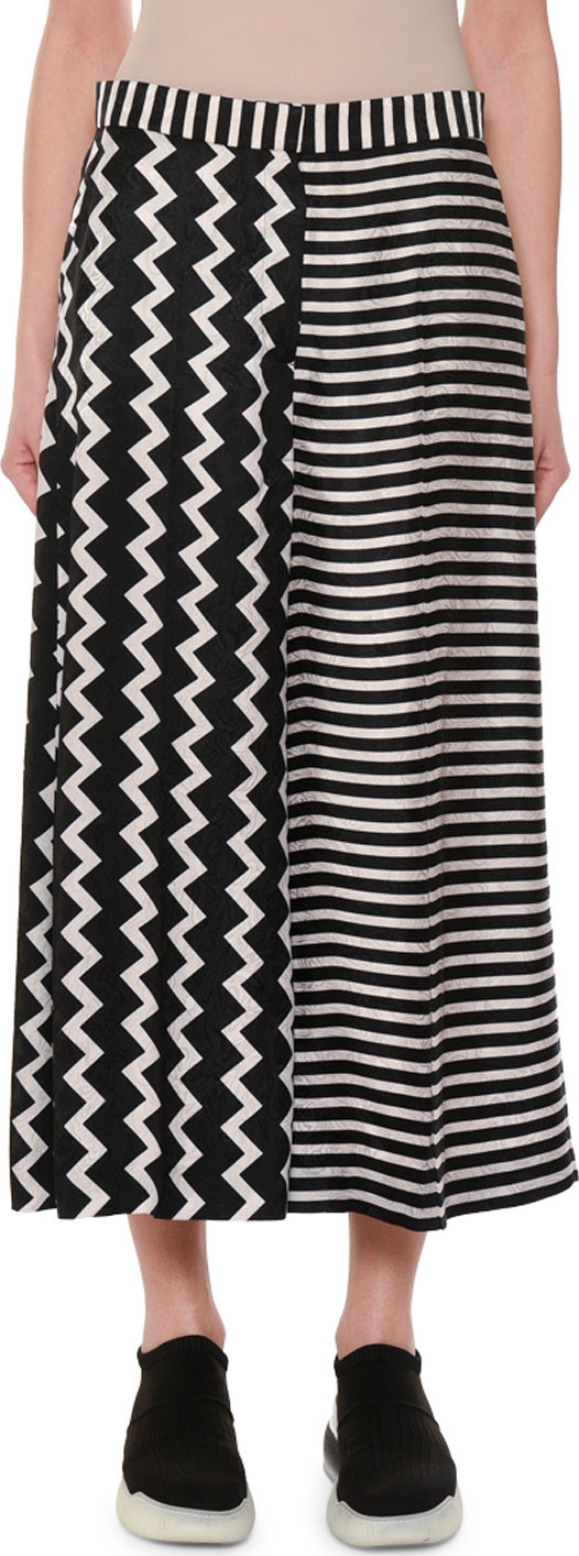Stella McCartney Zigzag & Stripe Mixed-Print Wide-Leg Silk Culotte