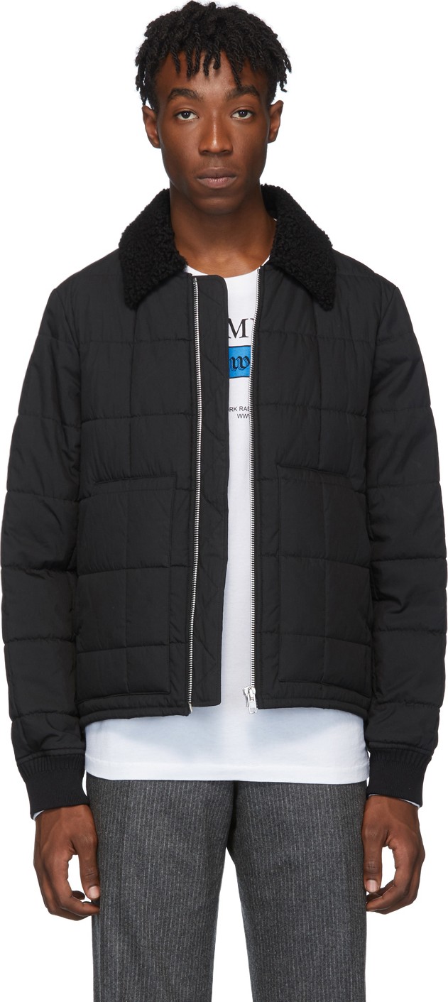 Helmut Lang Black Quilted Bomber Jacket