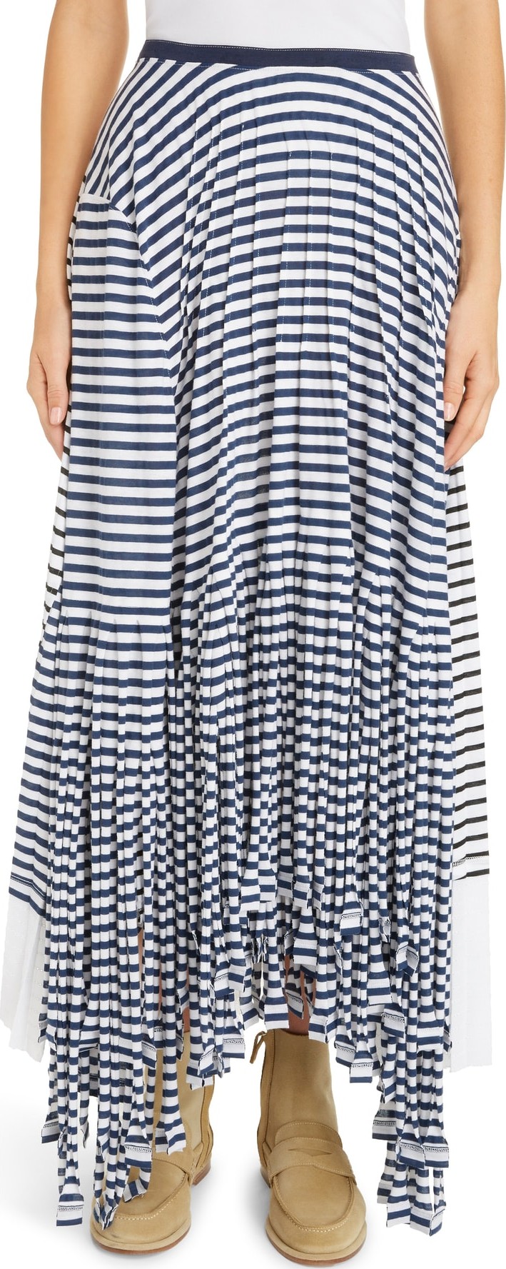 LOEWE Stripe Jersey Asymmetrical Patchwork Skirt