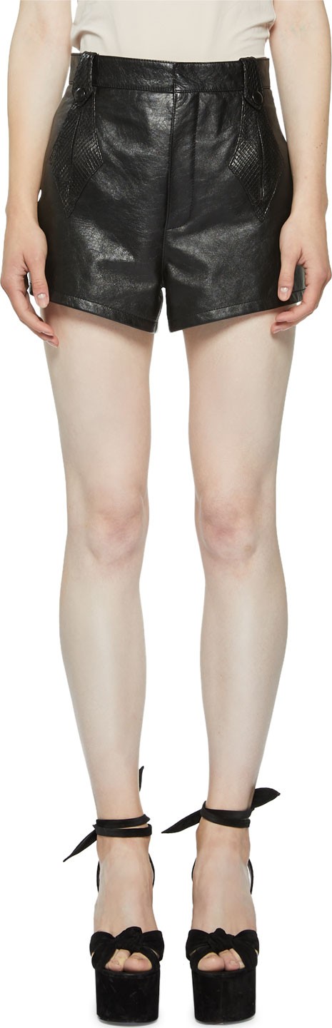 Saint Laurent High-Rise Leather Shorts