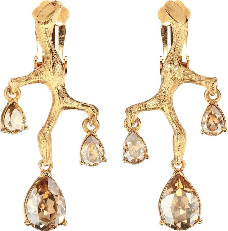 Oscar De La Renta Crystal embellished clip on earrings
