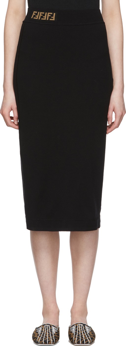 Fendi Black 'Forever Fendi' Pencil Skirt