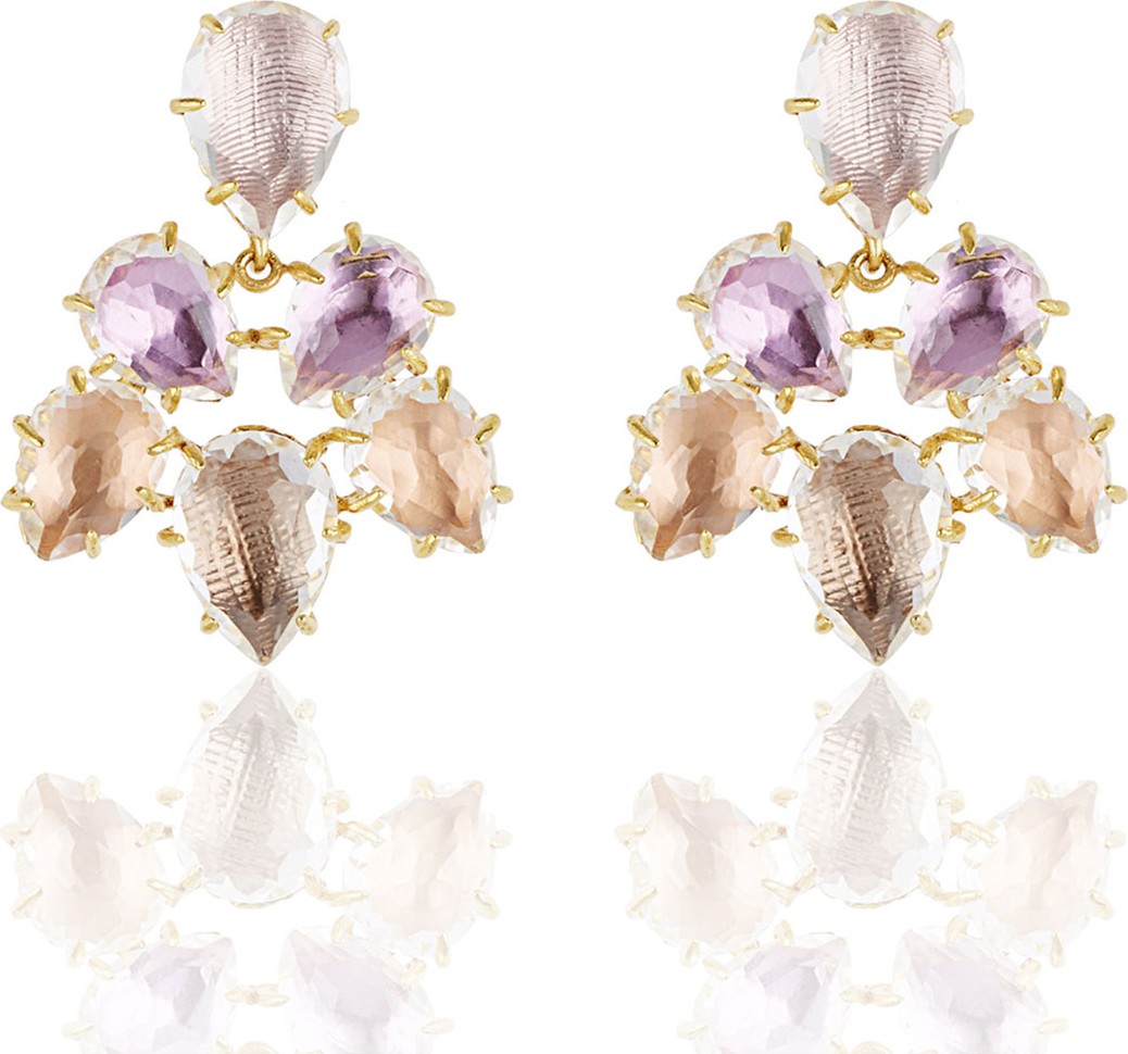 Larkspur & Hawk Caterina Chandelier Earrings in Ballet, Rose, Bellini & Fawn Foils