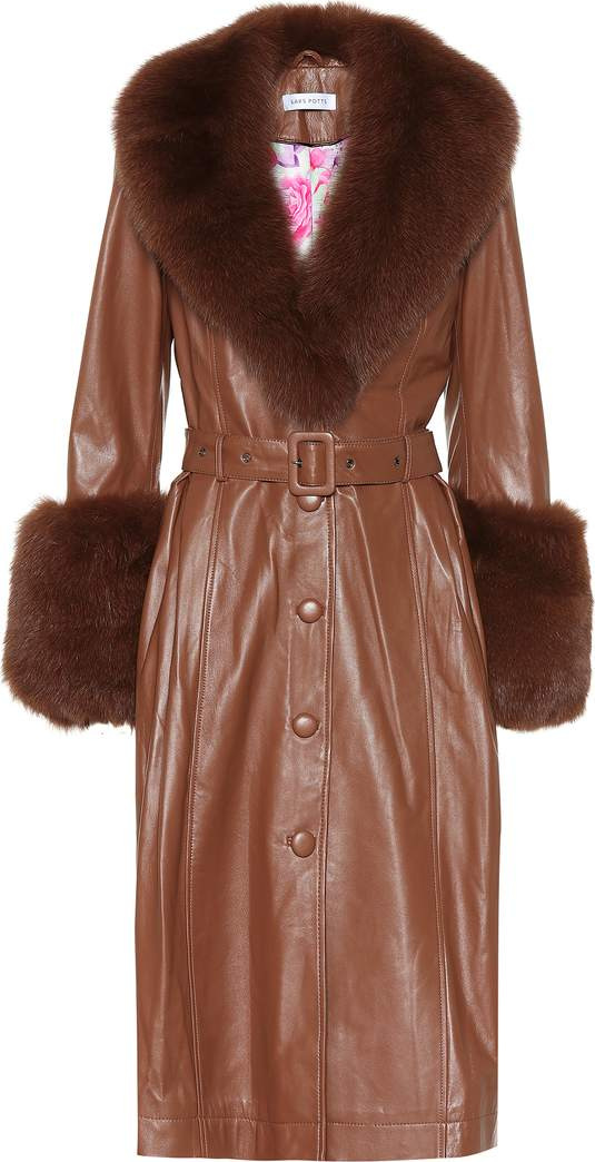 Saks Potts Foxy fur-trimmed leather coat