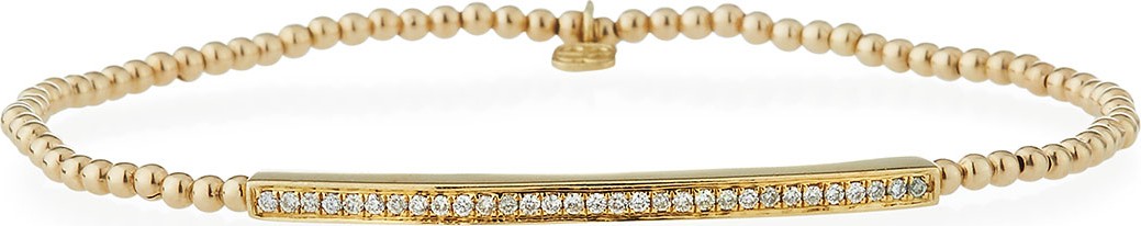 Sydney Evan 2mm Beaded Bar Spacer Bracelet with Diamonds