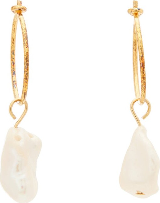 Albus Lumen Faba freshwater-pearl drop hoop earrings