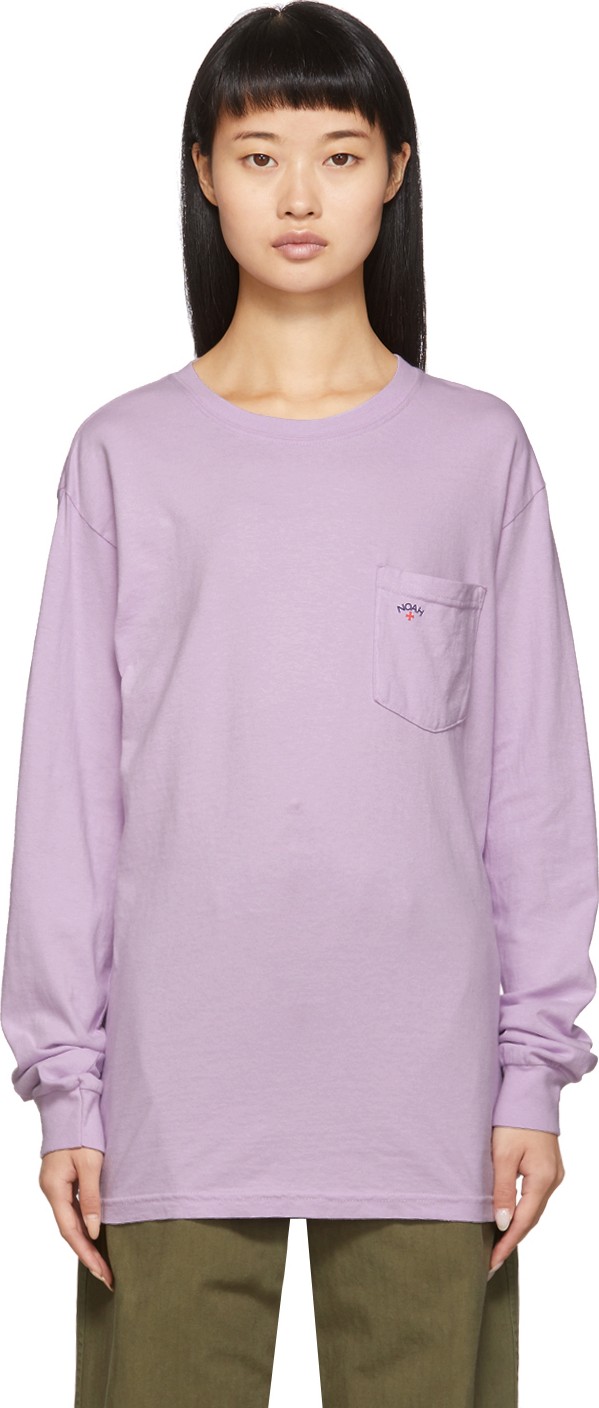 Noah NYC Purple Pocket Long Sleeve T-Shirt