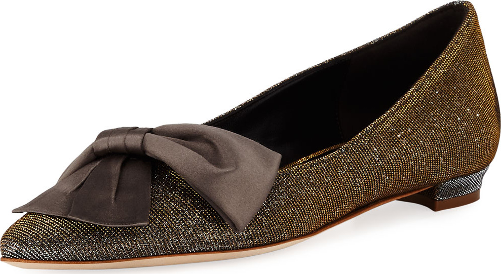 Manolo Blahnik Glittered Ballet Flat with Bow